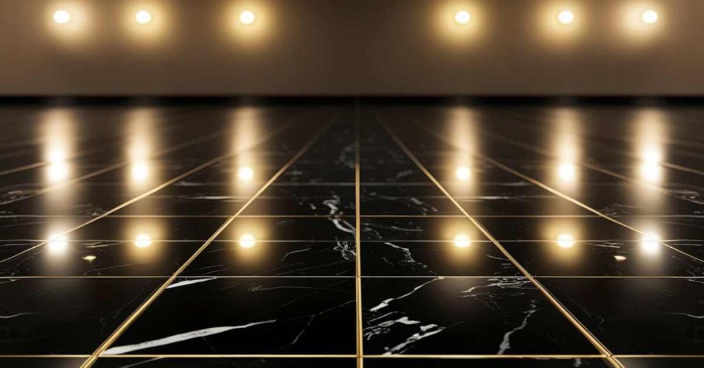 close-up of freshly sealed tile floor grout lines showing uniform color and clean finish